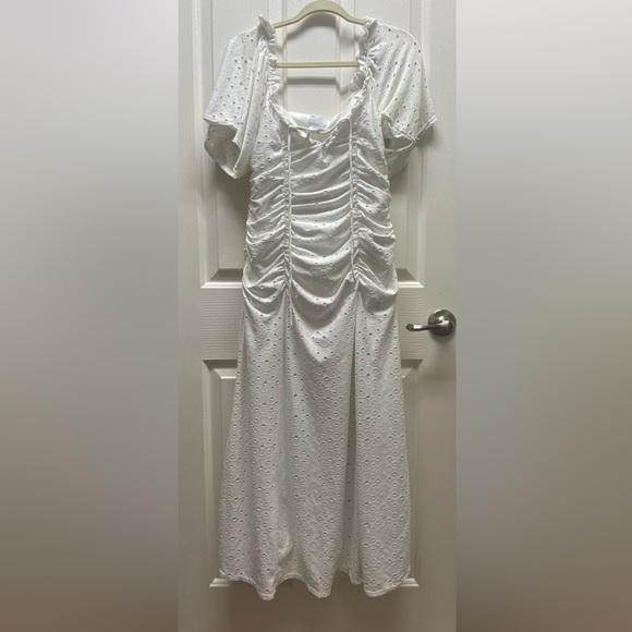 ASOS white eyelet ruched top dress size 10 - Picture 2 of 4